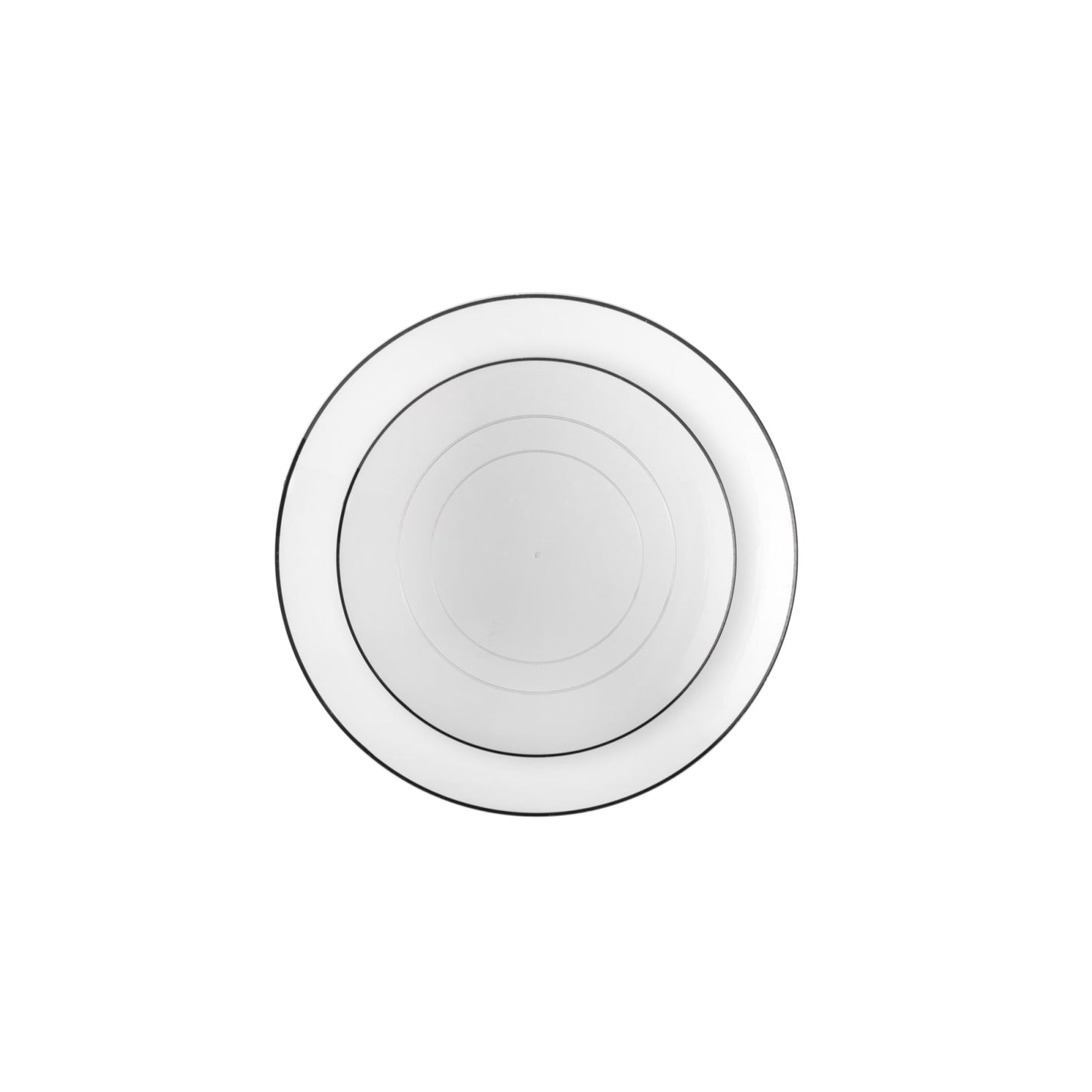 10 In. Classic Clear Design Plates Black Rim | 10 Count
