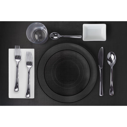 10 In. Classic Clear Design Plates Black Rim | 10 Count