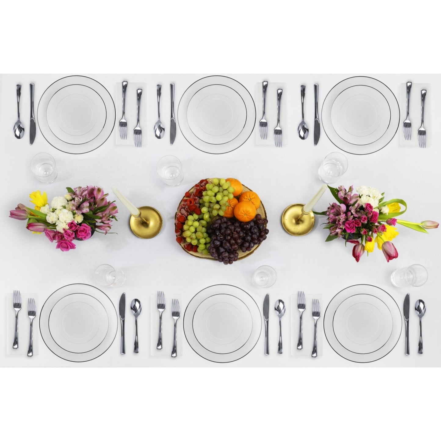 10 In. Classic Clear Design Plates Black Rim | 10 Count