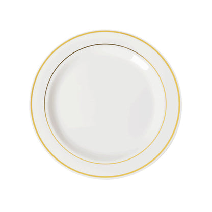 7.5 In. White/Gold Line Design Plates | 10 Count
