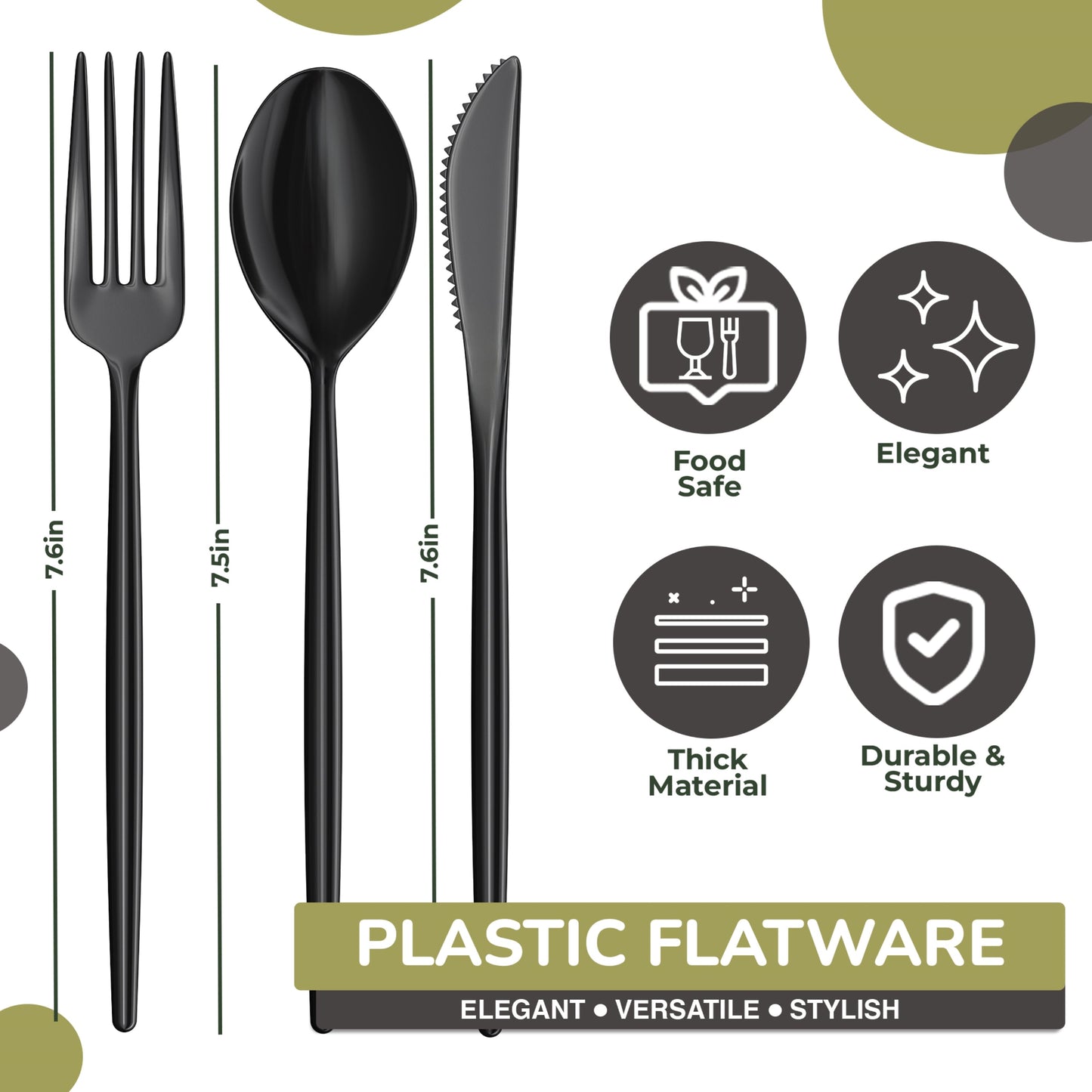 360 Pack Gloss Cutlery Set | Black 120/120/120