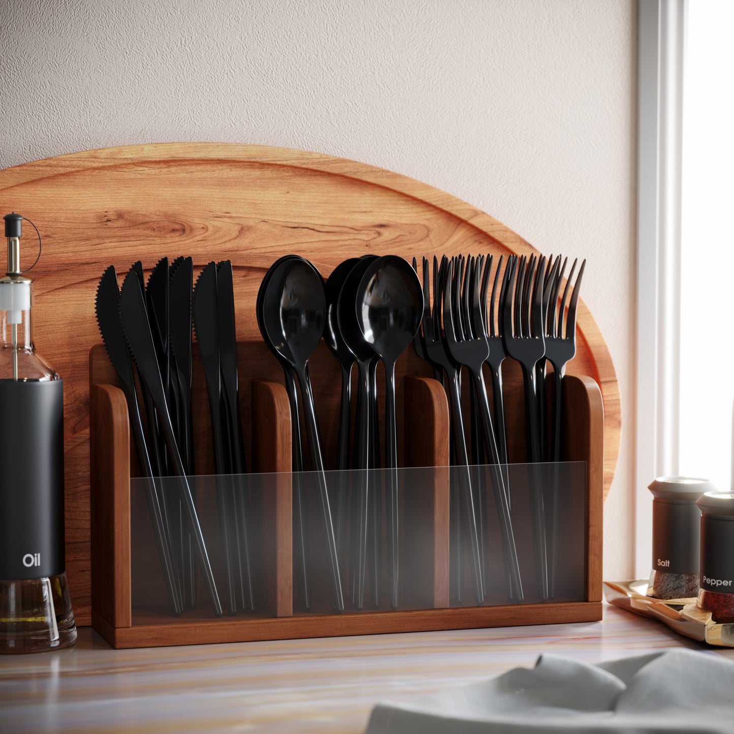 360 Pack Gloss Cutlery Set | Black 120/120/120