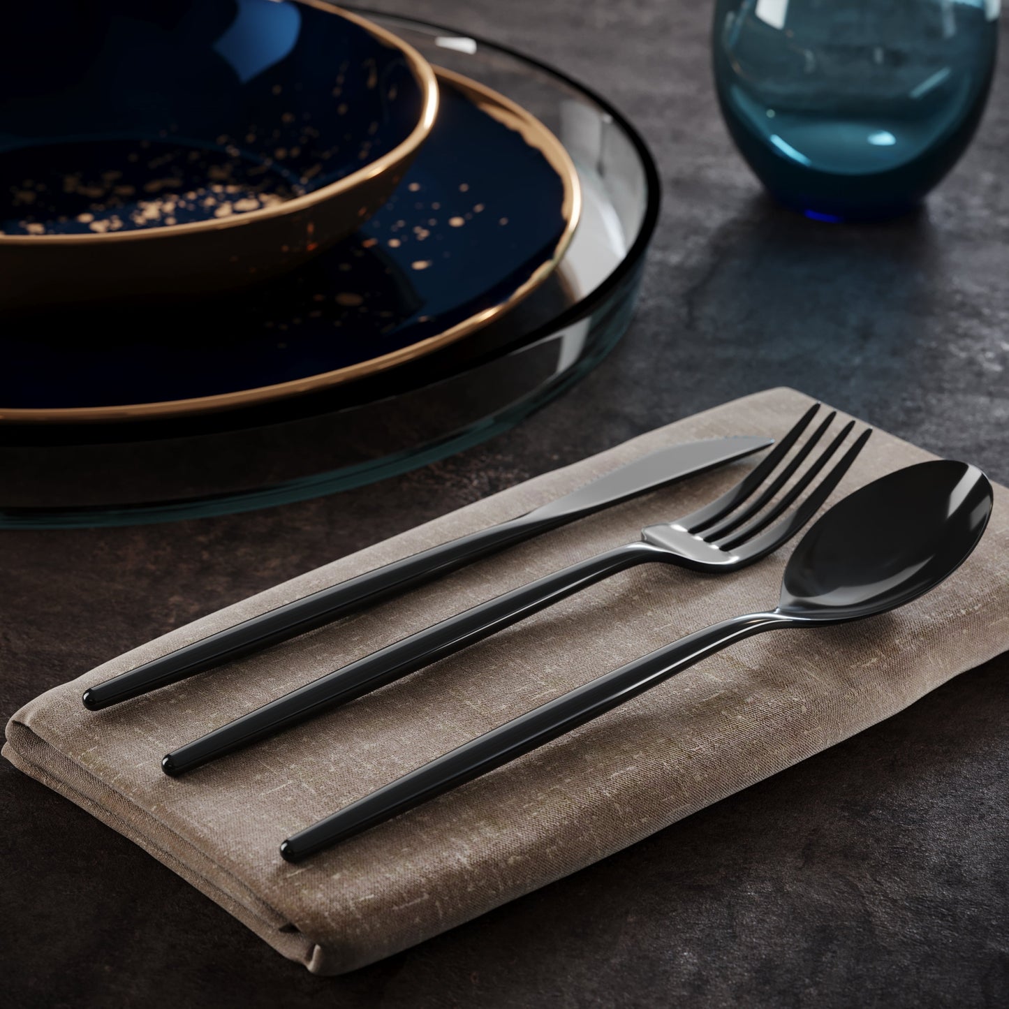 360 Pack Gloss Cutlery Set | Black 120/120/120