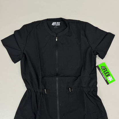 GREEN TOWN 4 Flex Scrubs Jumpsuit Cinch In Waist Women's Sz S Black GFX-023AST