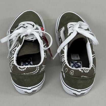 VANS Peace Paisley Old Skool Sneaker Women's Sz 5.5 Men's 4.0 Olive Green KRFB0F