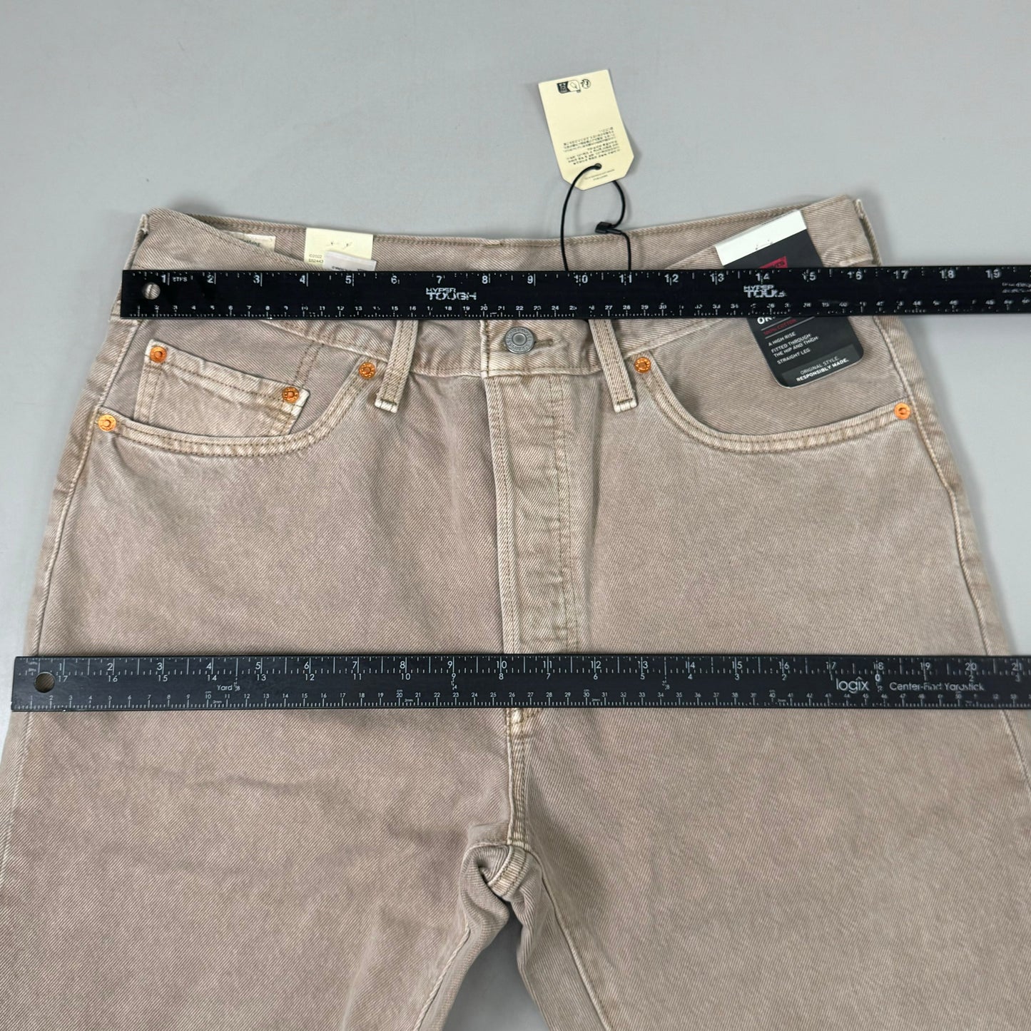 LEVIS 501 Original High Rise Straight Leg Jeans Women's Sz 32x30 Tan 125010525