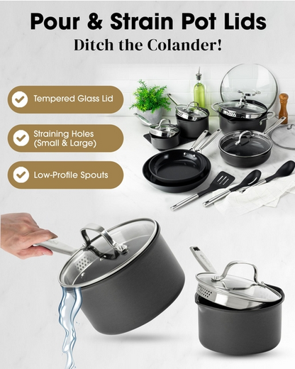 Gotham Steel Pro Hard Anodized 11 Piece Cookware Set