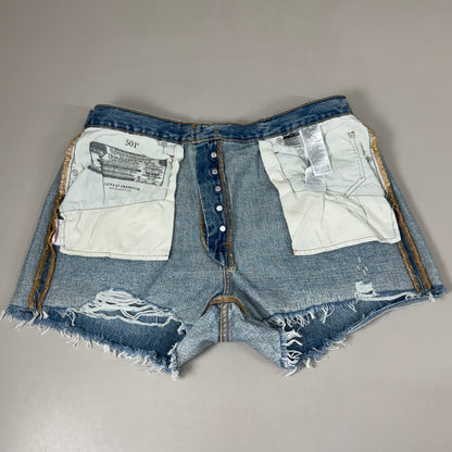 LEVIS 501 Original Fit High Rise Shorts Women's Sz 33 Vague Finish Medium Wash