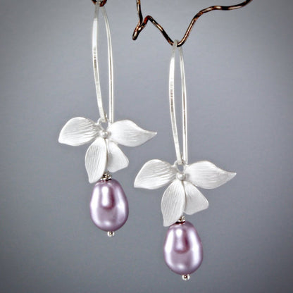 "Wild Orchid" - Pearl Bridal Earrings