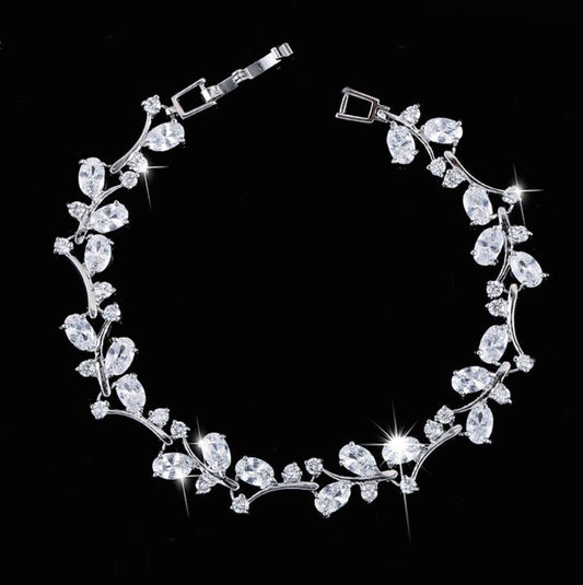 "Krista" - Cubic Zirconia Vine Bridal Bracelet - More colors available