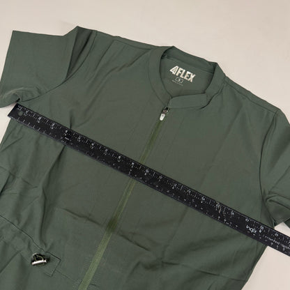 GREEN TOWN 4 Flex Scrubs Jumpsuit Cinch In Waist Women's Sz S Olive GFX-023AST