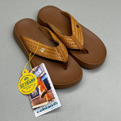 COBIAN Palmilla Braided Synthetic Leather Strap Sandals Women's Sz 6 EU 35.5 Tan PAL25-230-6