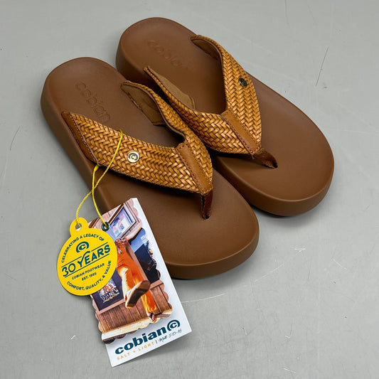 COBIAN Palmilla Braided Synthetic Leather Strap Sandals Women's Sz 6 EU 35.5 Tan PAL25-230-6