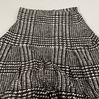 NORMA KAMALI High Waist Pleat Pant Women's Sz L/36 Chocolate Glenn Plaid Tweed