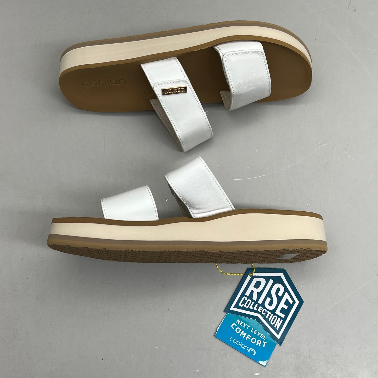 COBIAN Dana Rise Elevated Flatform Style Slide Women's Sz 8 White DNA24-100-08