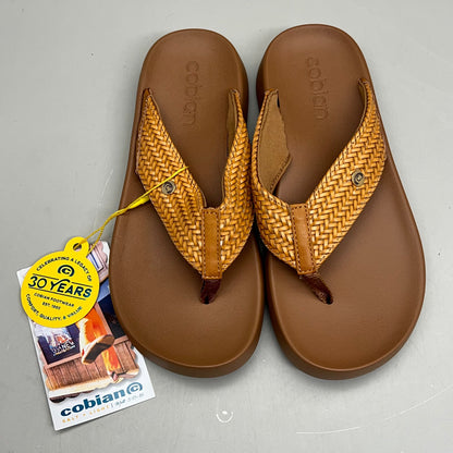COBIAN Palmilla Braided Synthetic Leather Strap Sandals Women's Sz 10 EU 41 Tan PAL25-230-10