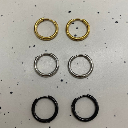3 Pairs Minimalist Stainless Steel Hoop Earrings