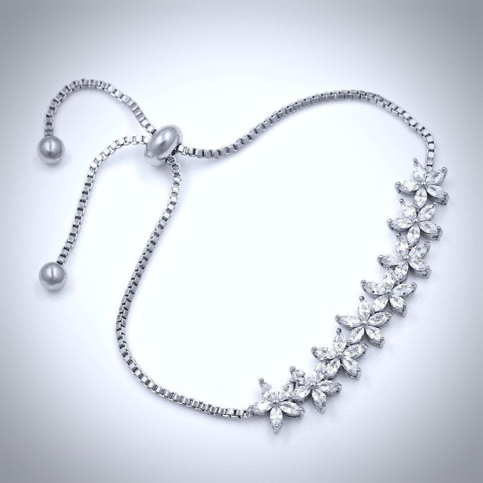 "Lisa" - Cubic Zirconia Adjustable Bracelet - Available in Silver and Rose Gold