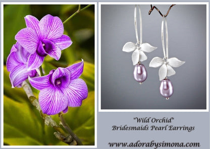 "Wild Orchid" - Pearl Bridal Earrings