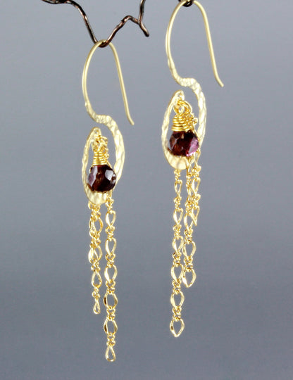 "Chantal" - Garnet Bridal Earrings