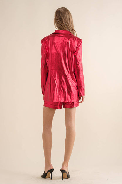 Sleek Metallic Blazer Set