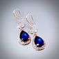 Skye - Rose Gold and Sapphire Blue Cubic Zirconia Bridal Earrings
