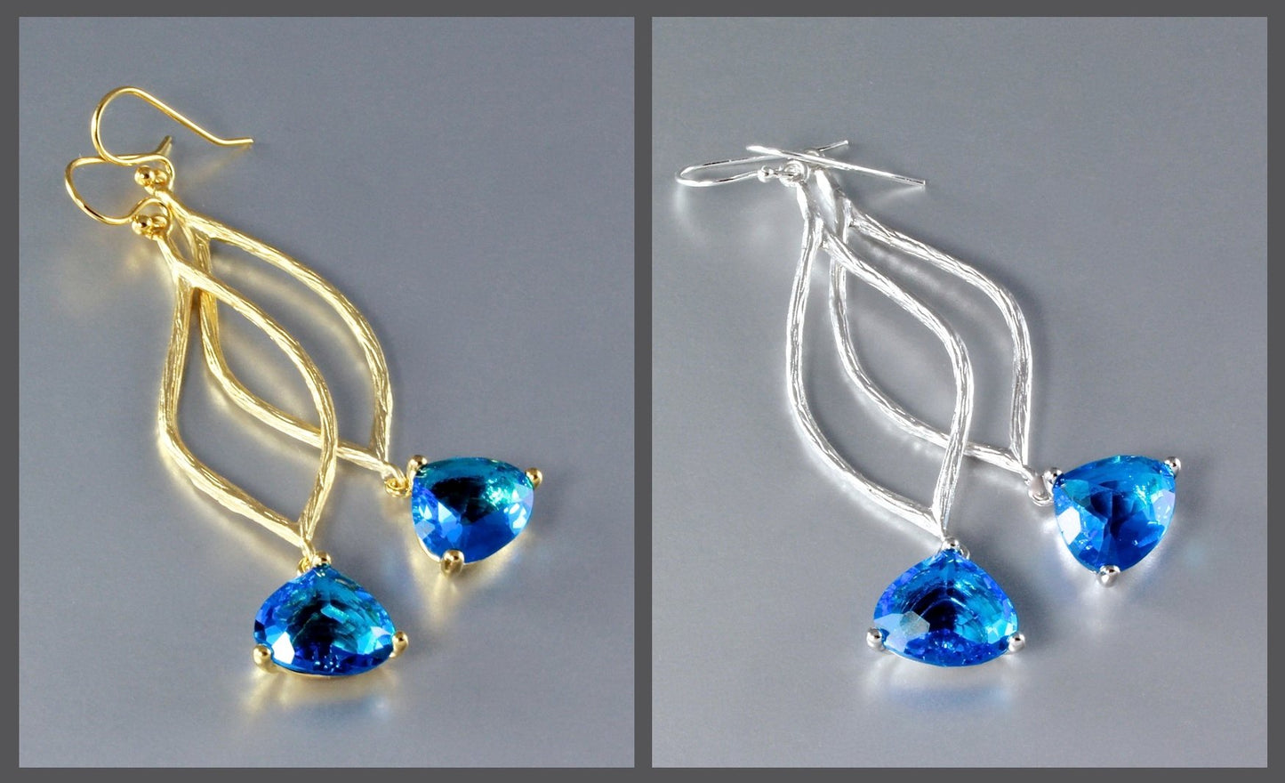 Ondine - Blue Cubic Zirconia Earrings - Available in Gold and Silver
