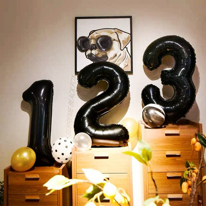 40in Black Number Balloons - Large Numbers Foil 40" Digit Giant Jumbo Balloon Birthday Anniversary