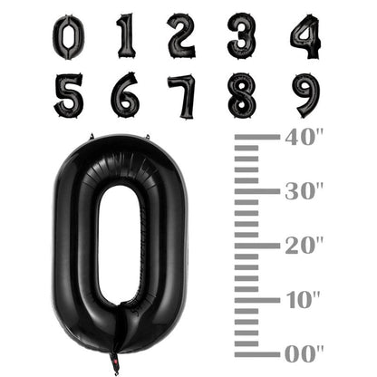 40in Black Number Balloons - Large Numbers Foil 40" Digit Giant Jumbo Balloon Birthday Anniversary