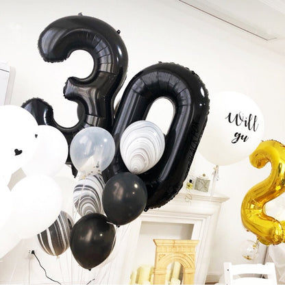 40in Black Number Balloons - Large Numbers Foil 40" Digit Giant Jumbo Balloon Birthday Anniversary