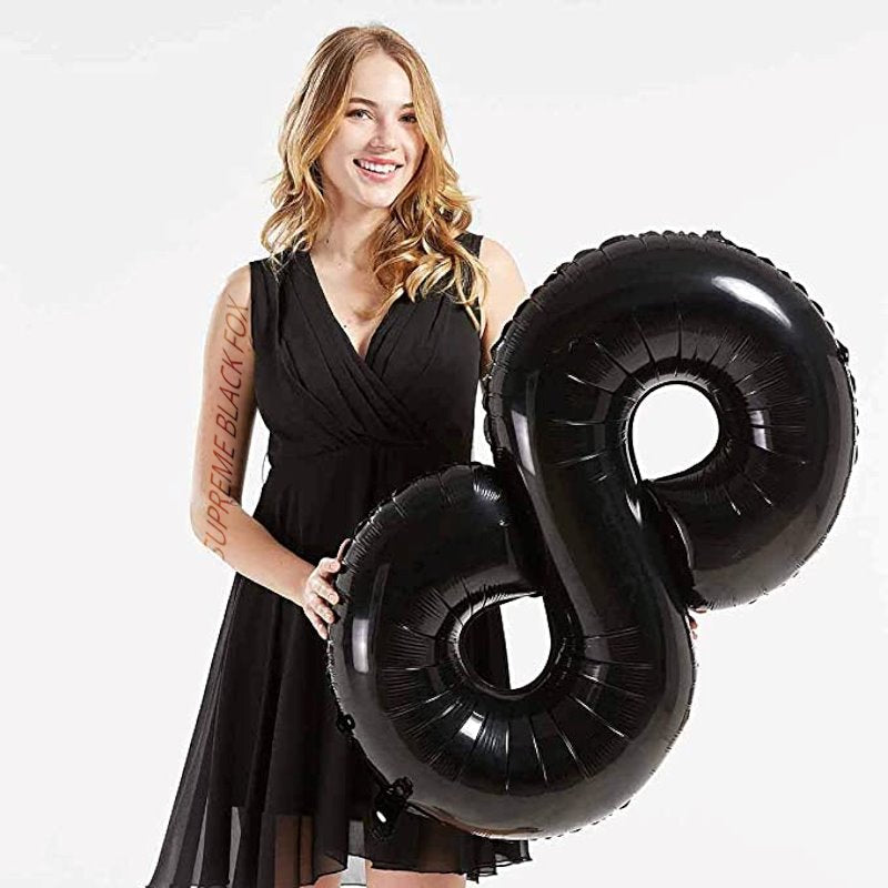 40in Black Number Balloons - Large Numbers Foil 40" Digit Giant Jumbo Balloon Birthday Anniversary