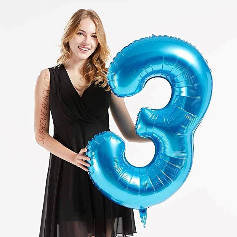 40in Blue Number Balloons - Large Numbers Foil 40" Digit Giant Jumbo Balloon Birthday Anniversary