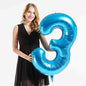 40in Blue Number Balloons - Large Numbers Foil 40" Digit Giant Jumbo Balloon Birthday Anniversary