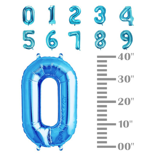 40in Blue Number Balloons - Large Numbers Foil 40" Digit Giant Jumbo Balloon Birthday Anniversary