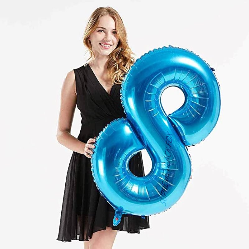40in Blue Number Balloons - Large Numbers Foil 40" Digit Giant Jumbo Balloon Birthday Anniversary