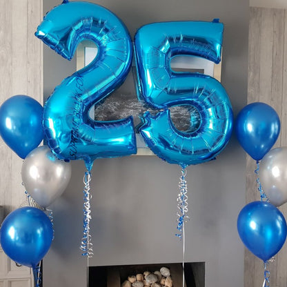 40in Blue Number Balloons - Large Numbers Foil 40" Digit Giant Jumbo Balloon Birthday Anniversary