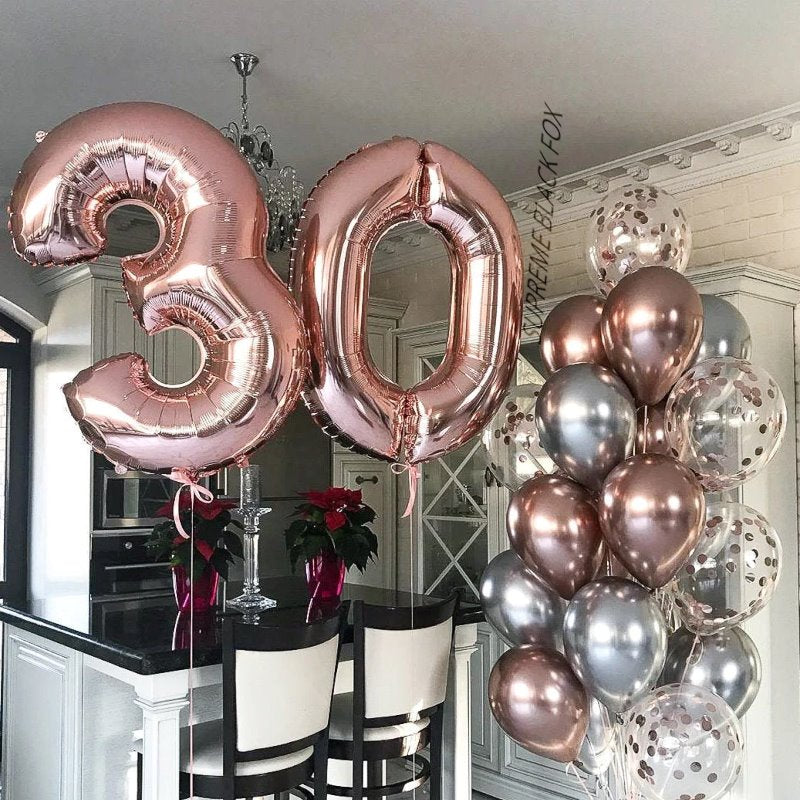 40in Rose Gold Number Balloons - Large Numbers Foil 40" Digit Giant Jumbo Balloon Birthday Anniversary