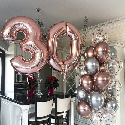 40in Rose Gold Number Balloons - Large Numbers Foil 40" Digit Giant Jumbo Balloon Birthday Anniversary