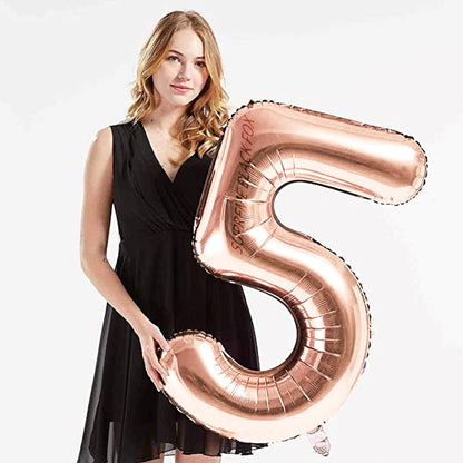 40in Rose Gold Number Balloons - Large Numbers Foil 40" Digit Giant Jumbo Balloon Birthday Anniversary