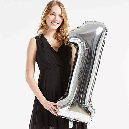 40in Silver Number Balloons - Large Numbers Foil 40" Digit Giant Jumbo Balloon Birthday Anniversary