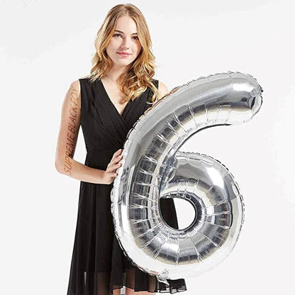 40in Silver Number Balloons - Large Numbers Foil 40" Digit Giant Jumbo Balloon Birthday Anniversary