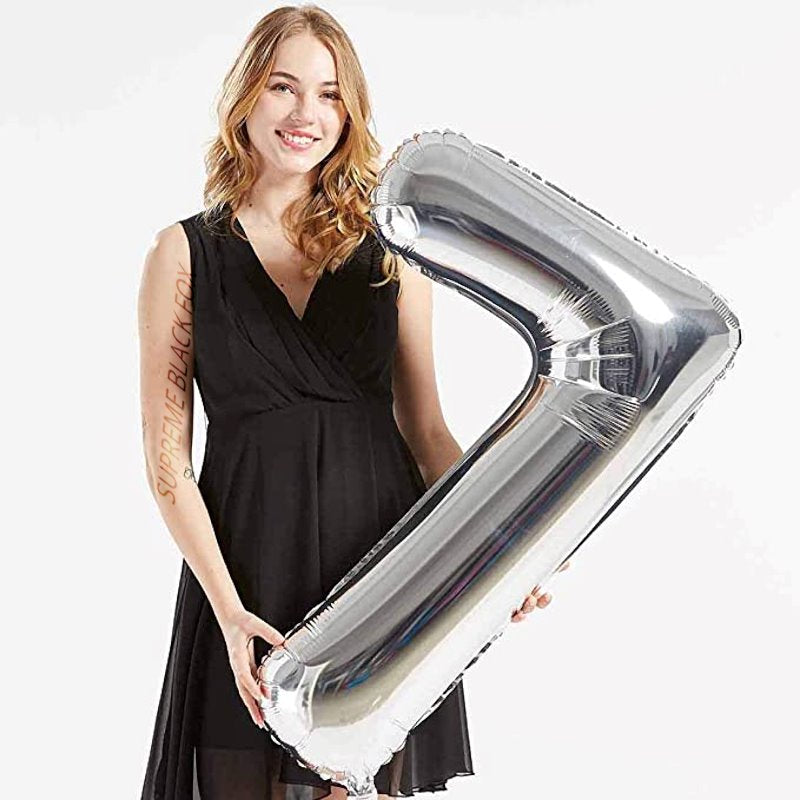 40in Silver Number Balloons - Large Numbers Foil 40" Digit Giant Jumbo Balloon Birthday Anniversary