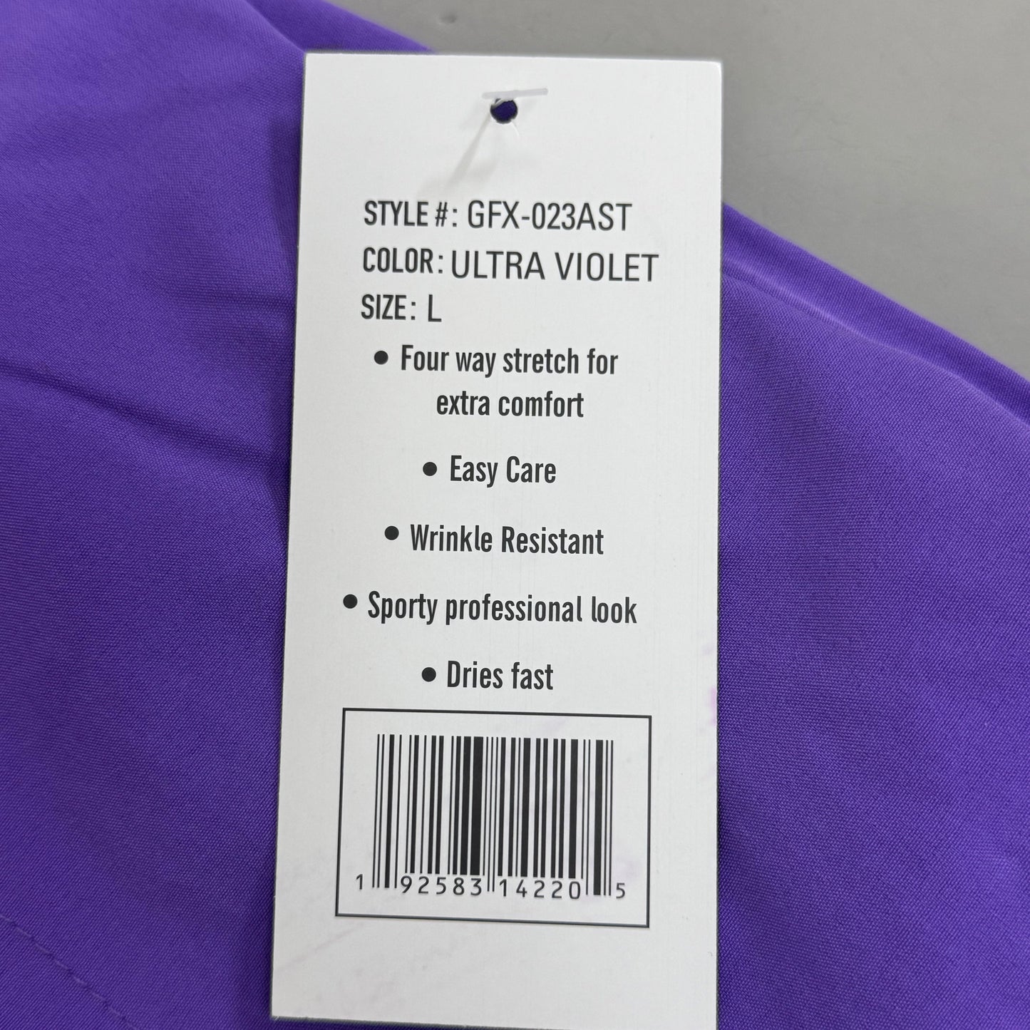 GREEN TOWN 4 Flex Scrubs Jumpsuit Cinch In Waist Women's Sz L Ultra Violet GFX-023AST