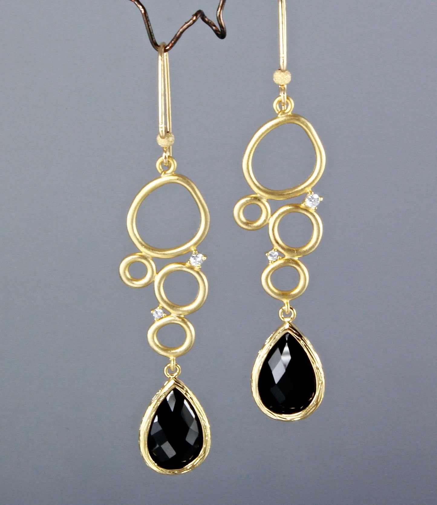 "Ella" - Black Onyx Drop Earrings