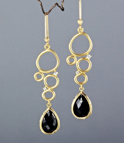 "Ella" - Black Onyx Drop Earrings