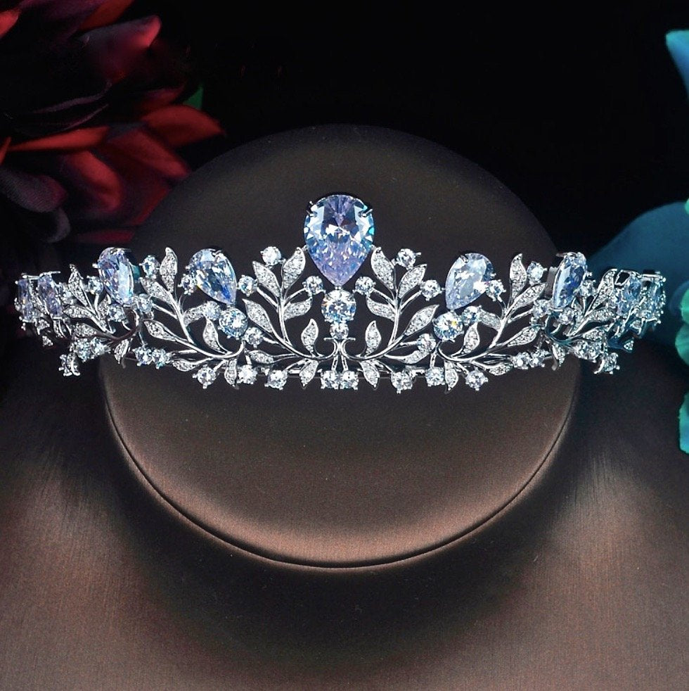 Brianna - Wedding Cubic Zirconia Tiara - Available in Silver, Rose Gold and Yellow Gold