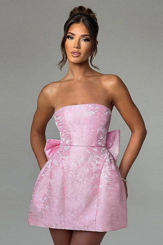 Sexy Jacquard Strapless Bow Dress