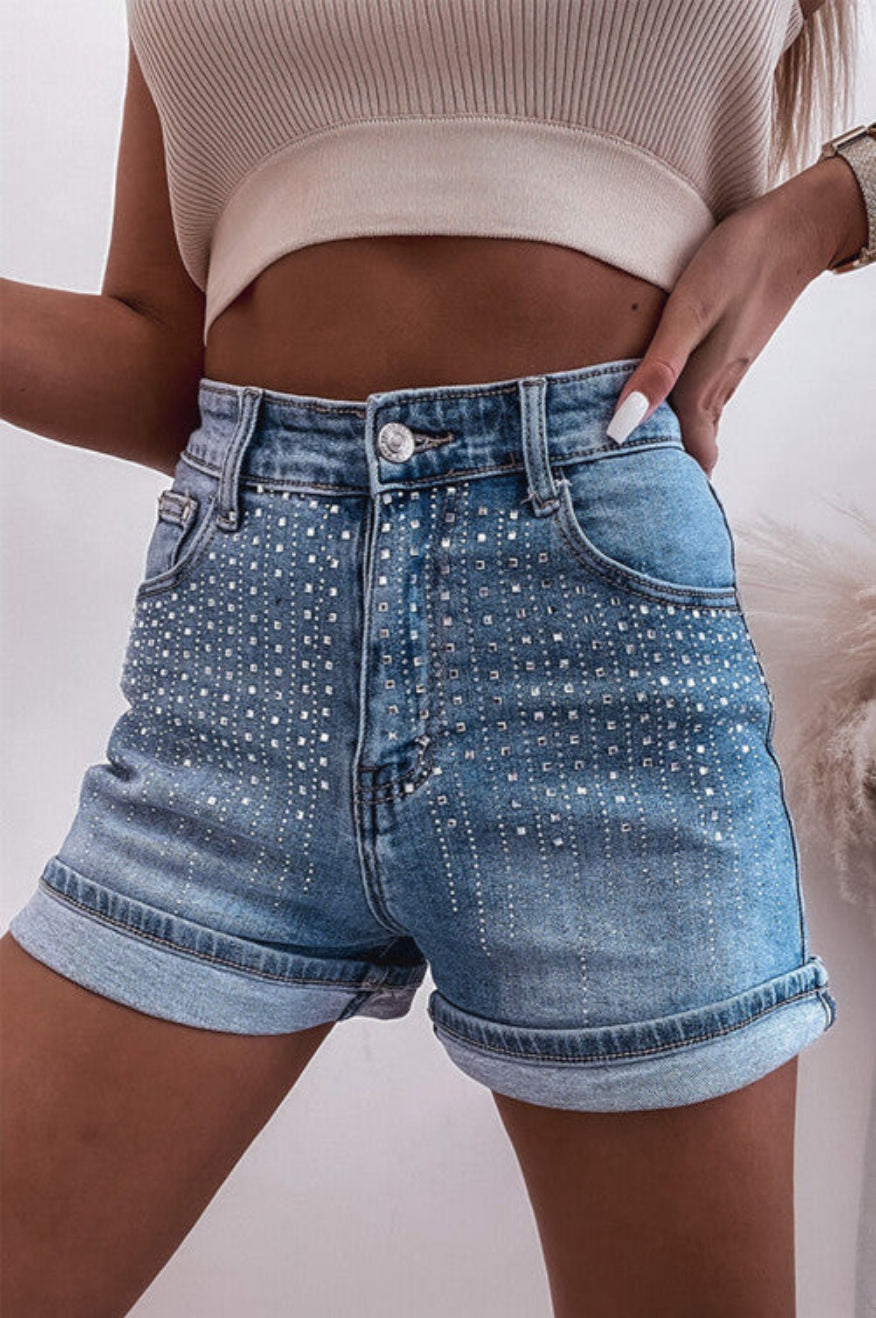 Rhinestone Denim Shorts