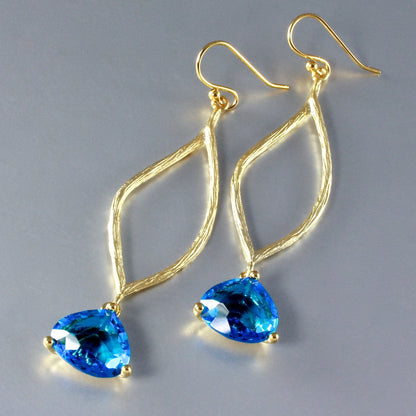 Ondine - Blue Cubic Zirconia Earrings - Available in Gold and Silver