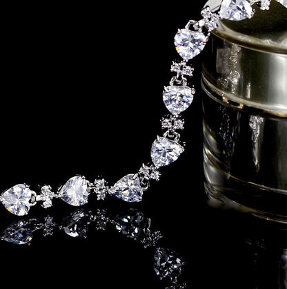 Charlotte - Silver Cubic Zirconia Heart Bracelet